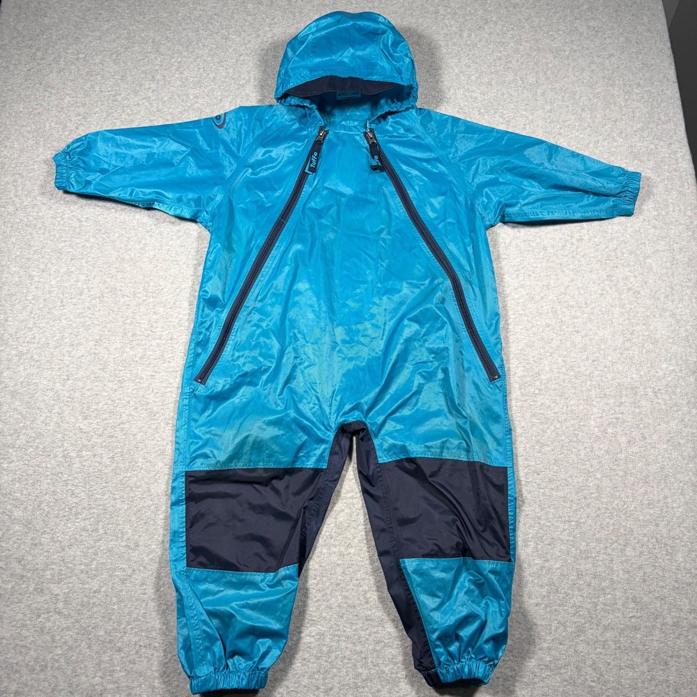 Tuffo Muddy Buddy Rain Suit Toddler 4T Blue Hooded Waterproof Coverall